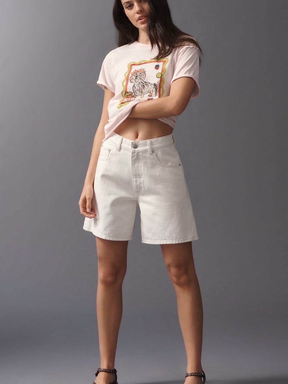 NWT Anthro Maeve Caitlin Cotton Boxy Tee by Nikki Ackerman Rose size L